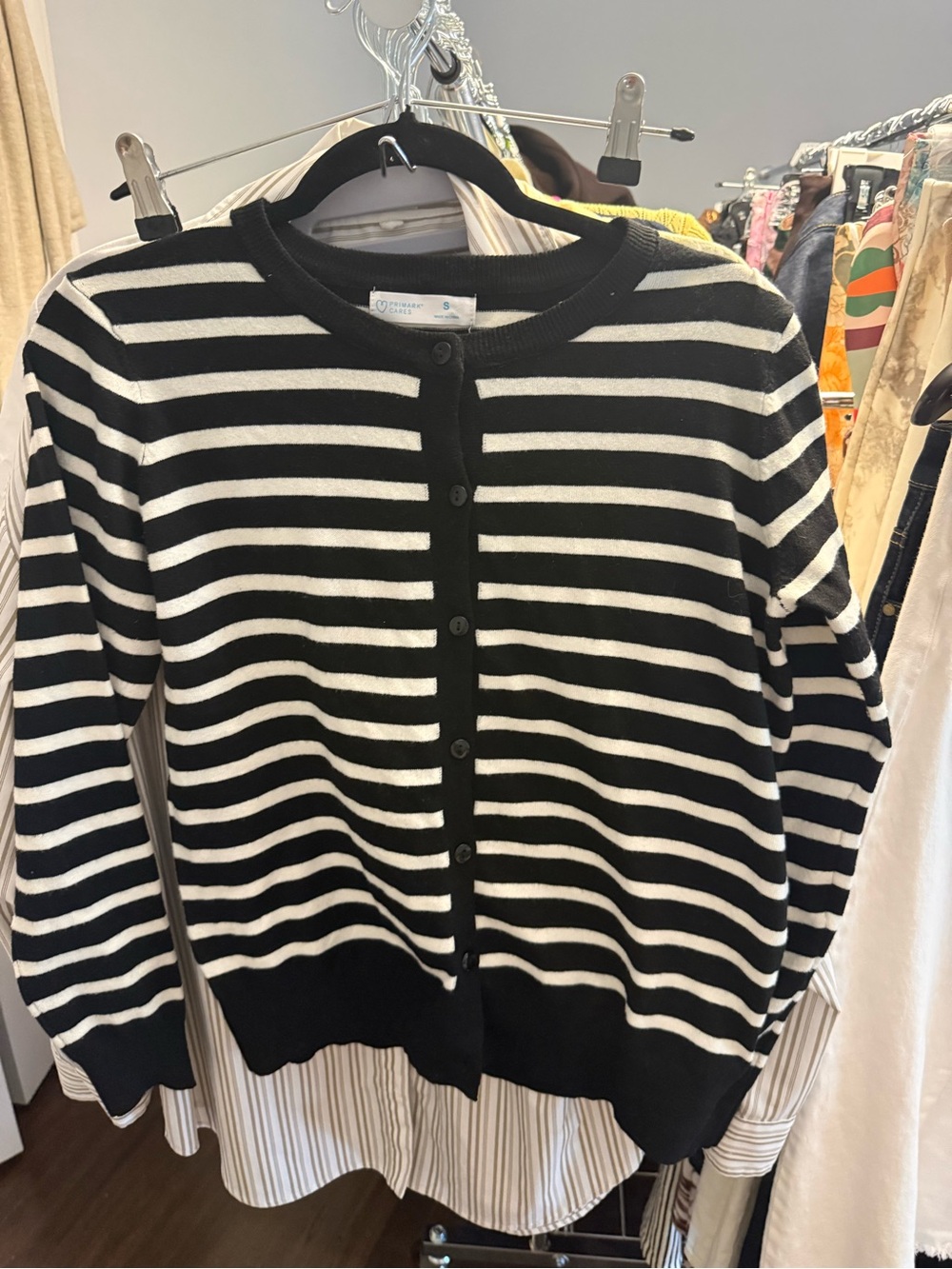 Primark Black & White Striped Button-Up Cardigan